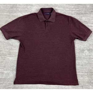 Knightsbridge Polo Shirt Mens Med Burgundy Short Sleeve Pique Cotton Blend Solid